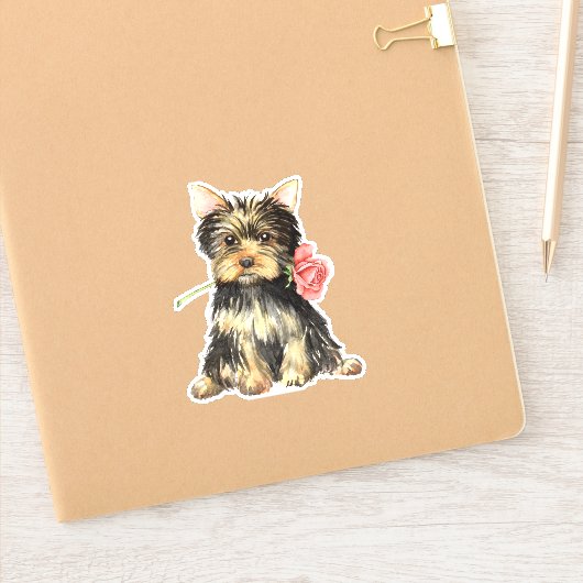 Valentijn Yorkshire Terrier Vinyl Sticker (Notitieboek)