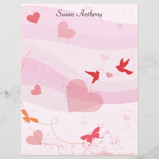 Valentijn Zachte harten Butterflies Briefpapier pa (Voorkant)