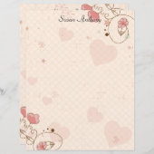 Valentijn Zachte Harten Flowers Briefpapier Papier (Voorkant / Achterkant)