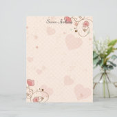 Valentijn Zachte Harten Flowers Briefpapier Papier (Staand voorkant)