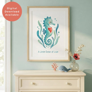 Valentijn Zeepaard Oceaan Liefde Muurkunst Poster