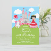 Valentijn Zwart Haar Prinses Eenhoorn Verjaardag Kaart (Staand voorkant)