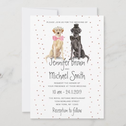 Valentijnen bruiloft met labrador rekker bruidegom kaart (Voorkant)