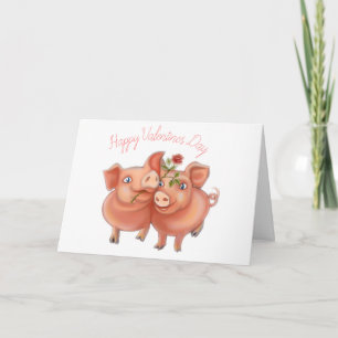 valentijnen kaart met grappige zwijnen