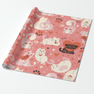 valentijnen kattenhart schattige poten grillig sch cadeaupapier