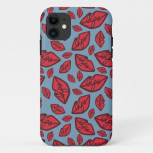 Valentijnen lippen blauw en rood iPhone 11 hoesje