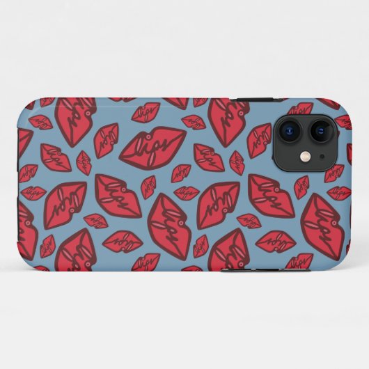 Valentijnen lippen blauw en rood Case-Mate iPhone case (Achterkant (horizontaal))