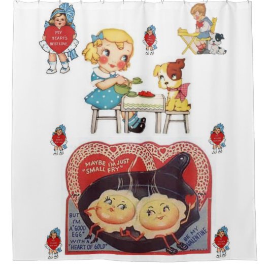  valentijnen rode witte douchegordijn (Voorkant)