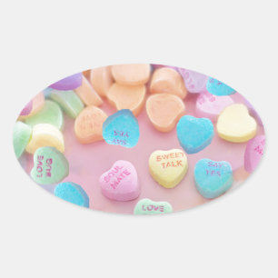 valentijnen snoep harten ovale sticker