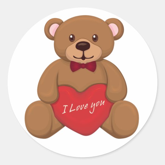 Valentijnen Teddy Bear Ronde Sticker (Voorkant)