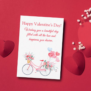 valentijnen waterverf Bloemen Bicycle Chique Notitiekaartje