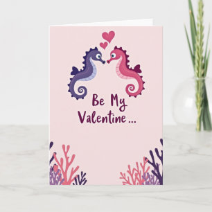 Valentijnkaart met zeepaardenromance kaart