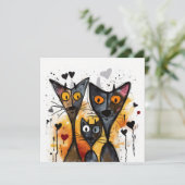 Valentijnkatten Feestdagenkaart (Staand voorkant)