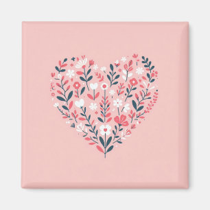 Valentijns Bloemenhart Magneet