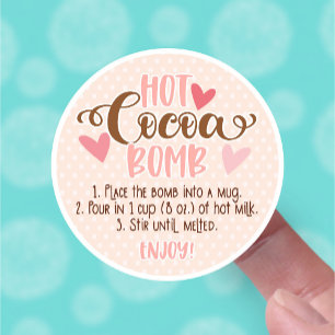 Valentijns Blush Pink Hot Cacao Bomb Instructies Sticker
