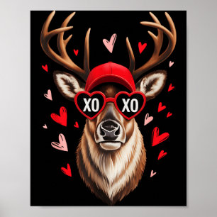 Valentijns bok camouflage hert retro jacht jongens poster