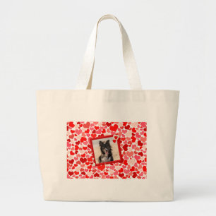 Valentijns  Border Collie Dog Hearts Grote Tote Bag