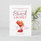 Valentijns Brunch en Bubble Invitation Kaart (Staand voorkant)