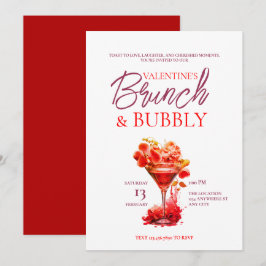 Valentijns Brunch en Bubble Invitation Kaart