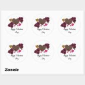 Valentijns Chocolade en Rozen Ronde Sticker (Vel)