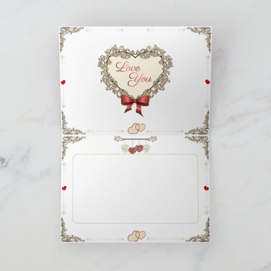 Valentijns - Cupid zeilt op een boot vol hart Feestdagen Kaart (Binnen)