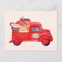 Valentijns Cupido's Levering Rode Waterverf Truck