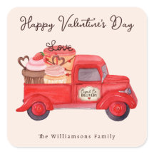 Valentijns Cupido's Levering Rode Waterverf Truck