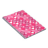 Valentijns Cute Roze Hart en Bloem Stippen Patroon Notitieboek (Rechterzijde)