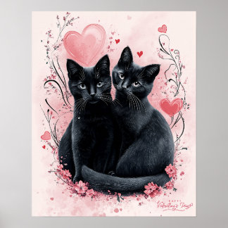 Valentijn's Day Black Cats Poster - Oprechte klass