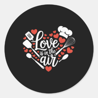 Valentijn's Day Cooking Chef Love Heart Love is in Ronde Sticker