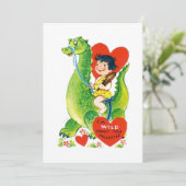 Valentijn's Day Dragon Feestdagenkaart (Staand voorkant)