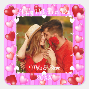 Valentijn's Day Hearts Vierkante Sticker