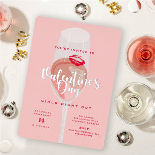 Valentijn's Day Party Waterverf Roze Rosé Folie Uitnodiging