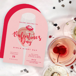 Valentijn's Day Party Waterverf Roze Rosé Kaart