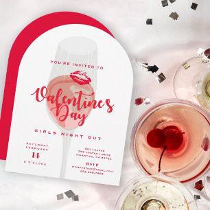 Valentijn's Day Party Waterverf Roze Rosé Kaart