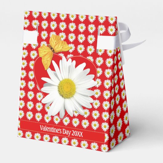 Valentijn's Day Party Wit Daisy Hart Custom Bedankdoosjes (Achterkant)