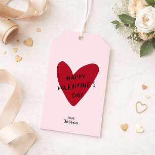 Valentijn's Day rood hart op de roze bg Gift Label Cadeaulabel