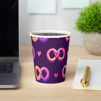 Valentijn's Day Seamless Heart Pattern met een ton Papieren Bekers