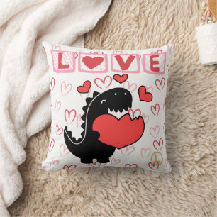 Valentijns Dino Love1 Vierkant Sierkussen 16x16