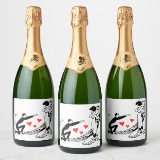 Valentijns flesje 4" * 3,5" sparkling wijnetiket