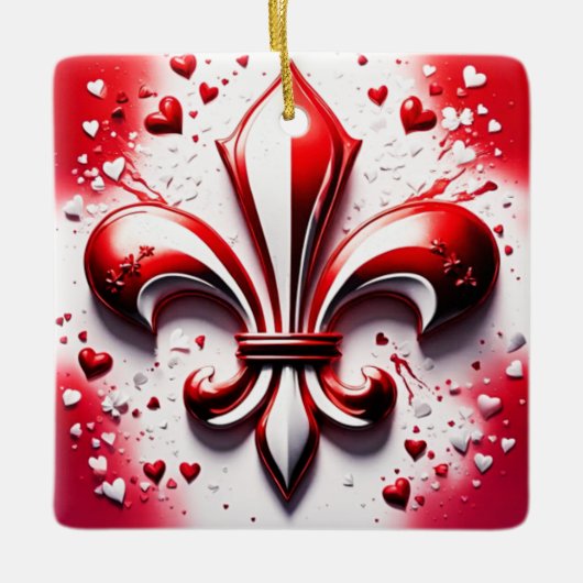 Valentijns Fleur De Lis Keramisch Ornament (Voorkant)