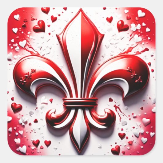 Valentijns Fleur De Lis Vierkante Sticker (Voorkant)