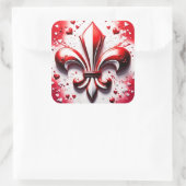 Valentijns Fleur De Lis Vierkante Sticker (Tas)