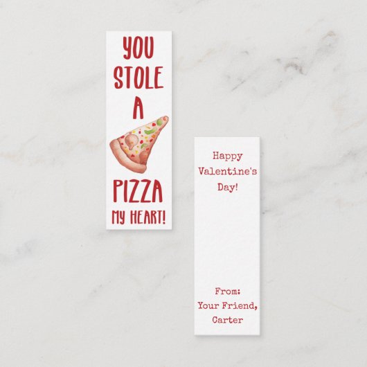 Valentijns Funny Pizza Mini Bladwijzer Mini Visitekaartje (Voorkant / Achterkant)