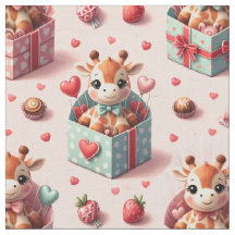Valentijns giraffen in cadeau dozen patroon stof