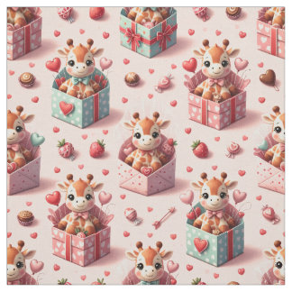 Valentijns giraffen in cadeau dozen patroon stof