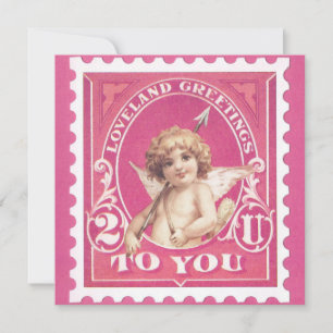 Valentijns Groeten Cupido Rode Stempel Valentijnsd Feestdagenkaart