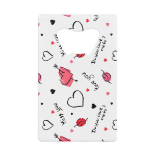 Valentijns harten pijl naadloos kredietkaart flessenopener