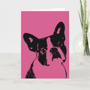 Valentijns - het Silhouet van Boston Terrier Feestdagen Kaart