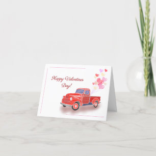 Valentijns Klassieke Red Truck met Heart Balloons Bedankkaart